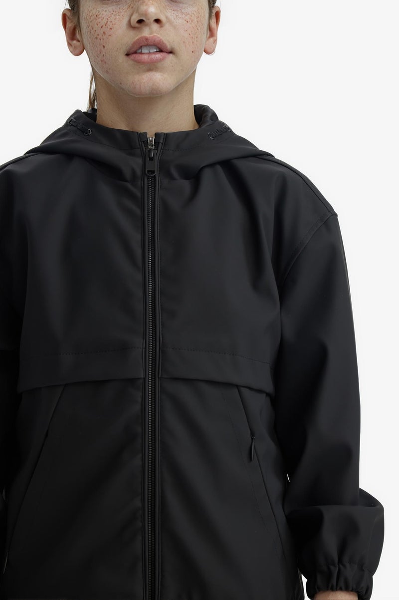 DeFacto Black Girl Girl Waterproof Hooded Raincoat Casual - Image 4